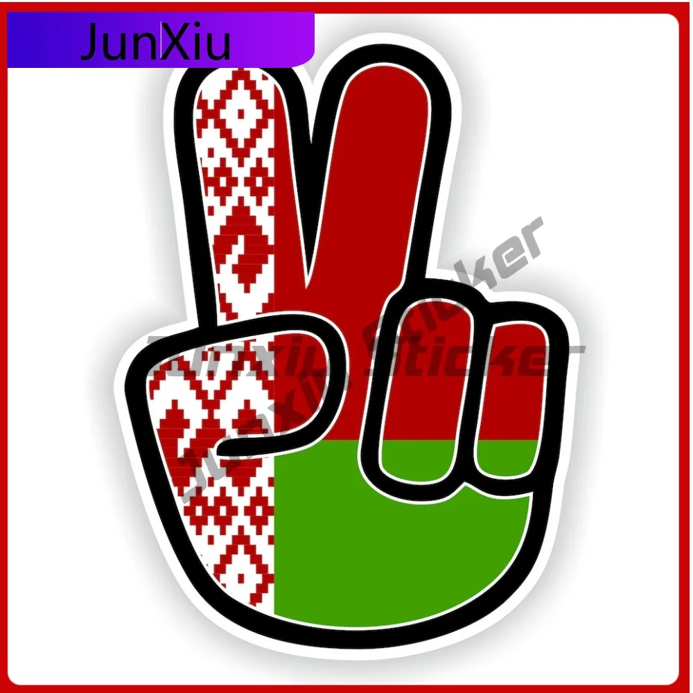 

Belarus Flag Hand Peace Victory Vinyl Waterproof Stickers Motorcycle Stickers Decals Camping Car Bumper Decoration Bicycle Acces