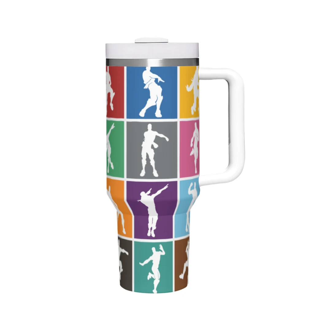 Battle Royale Dance of Victory Classic 40oz Stainless Steel Car Mug With Handle Straw Thermal Iced Travel Cup  Coffee Hot Cup