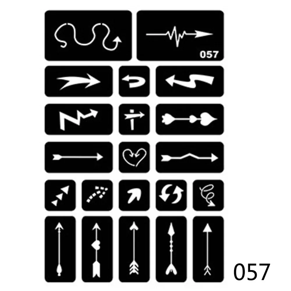 15 أنماط 1 ورقة الحناء الهندي مقاوم للماء الوشم الاستنسل تصميم المرأة هيئة الفن البخاخة الطلاء المؤقتة الوشم ملصق # 275072