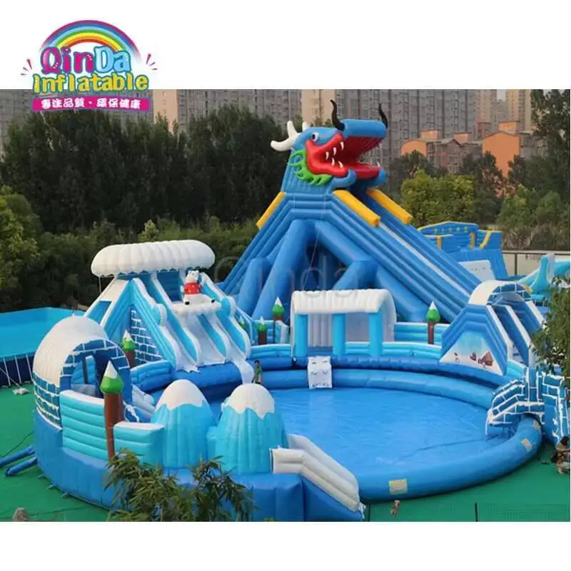 Piscine gonflable commerciale, parc aquatique d'attractions gonflable pour terre