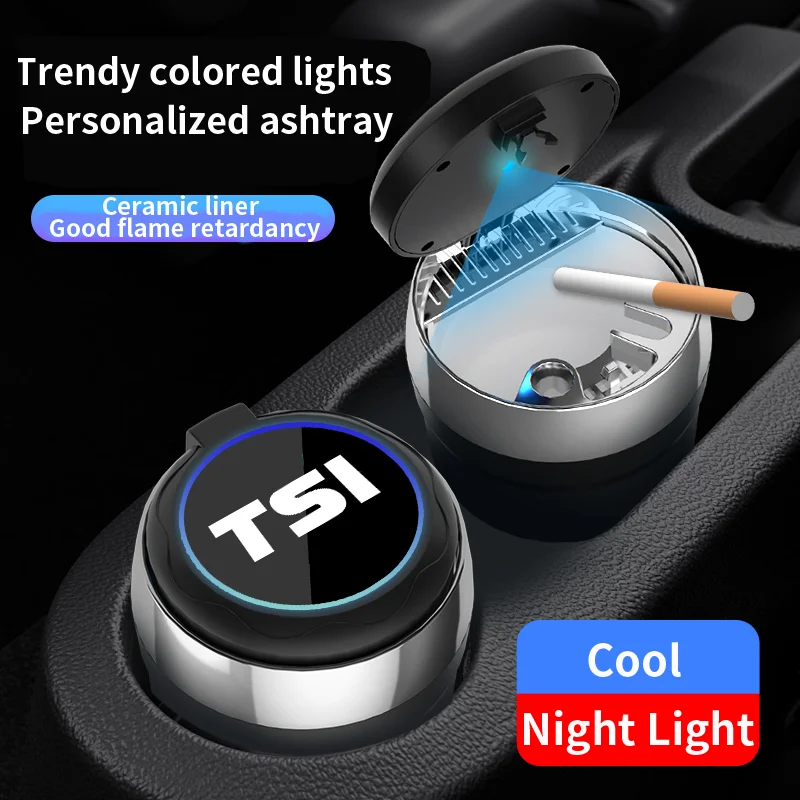 Car ashtray deodorant smoke-free box LED light portable interior accessories suitable for vw  TDI TSI golf passat polo