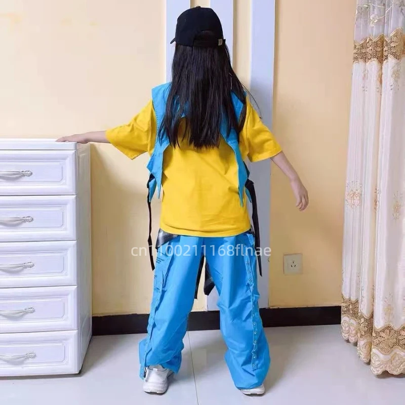 Trajes infantis de performance de dança de rua hip-hop, coletes de hip-hop para meninos, tambores, fantasias da moda, fantasias de dança de jazz para meninas