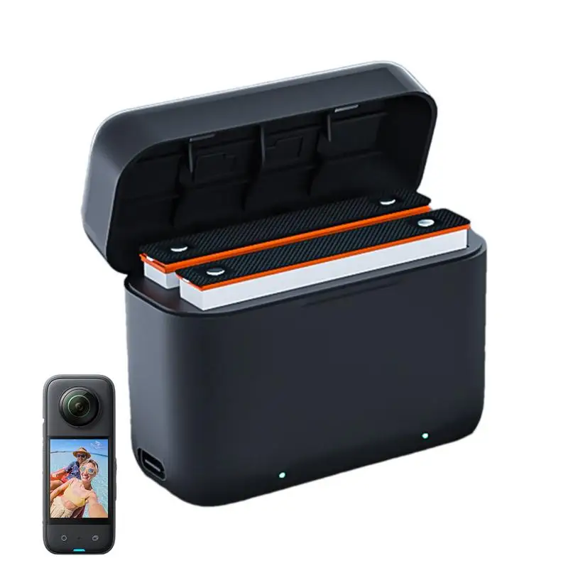 Battery Charger For Camera 2-Channel Quick Battery Charging Storage Station Battery Storage Compact Pocket Charging Case Camera