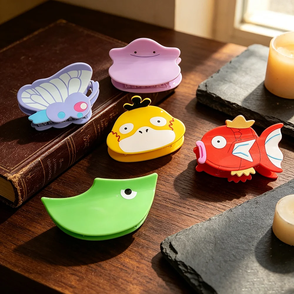 Kawaii Pokémon Inspired Cartoon Hair Claw Clip Cute Psyduck Magikarp Ditto Butterfree Acrylic Jaw Clips Hair Accessories for Fan
