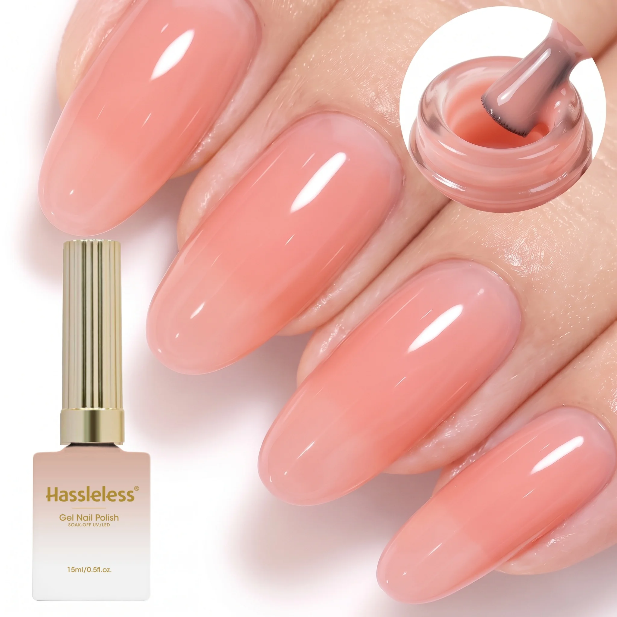 Hassleelss 3Pcs Ice Clear Nail Polish Gel Set, Create Natural Nude Nail Art, Home and Salon Nail Art Tool Set, Each Bottle Contains 15ml