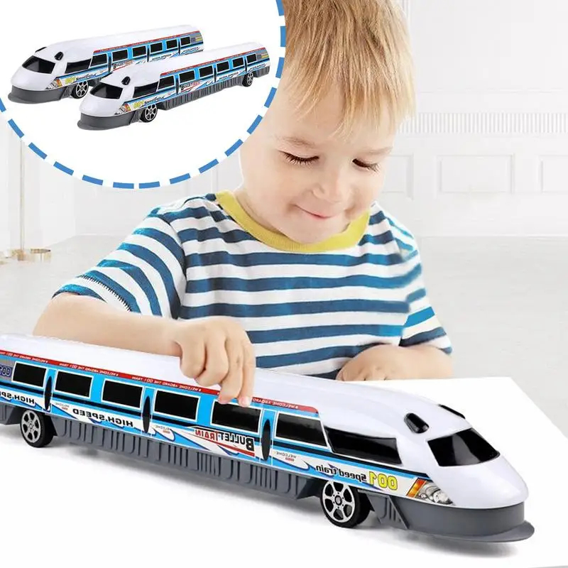 Simulation Train Toy Train Set Bullet Train High Speed Locomotive Engine Model Toy Train Set 2x Children Inertia Toy Car For