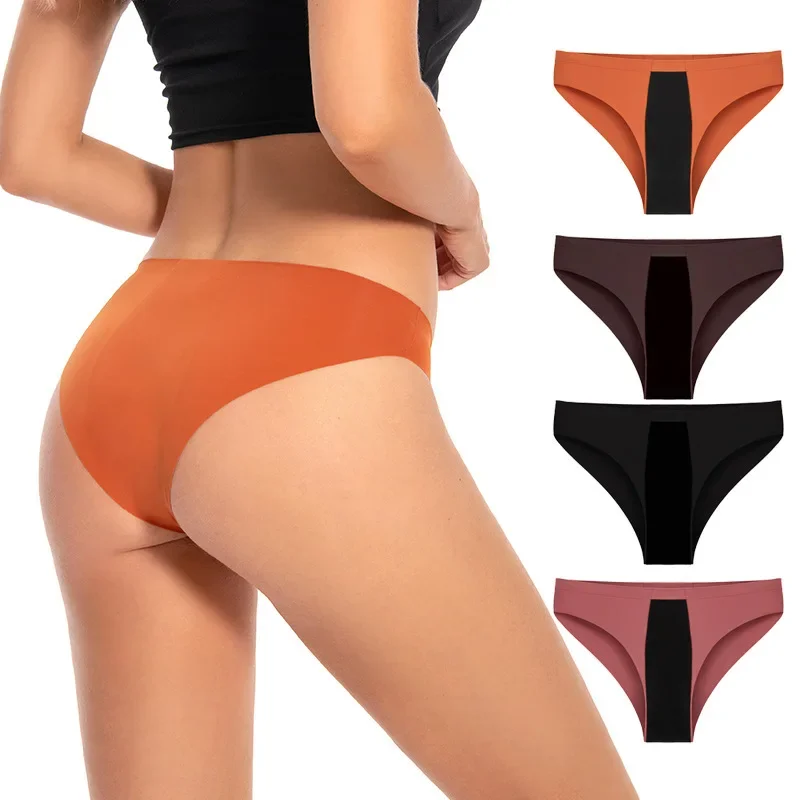 

Plus Seamless Mesh Period 4-Layer Underwear Briefs Menstrual 4XL Size Heavy Leakproof Panties Sexy Briefs 3XL Flow