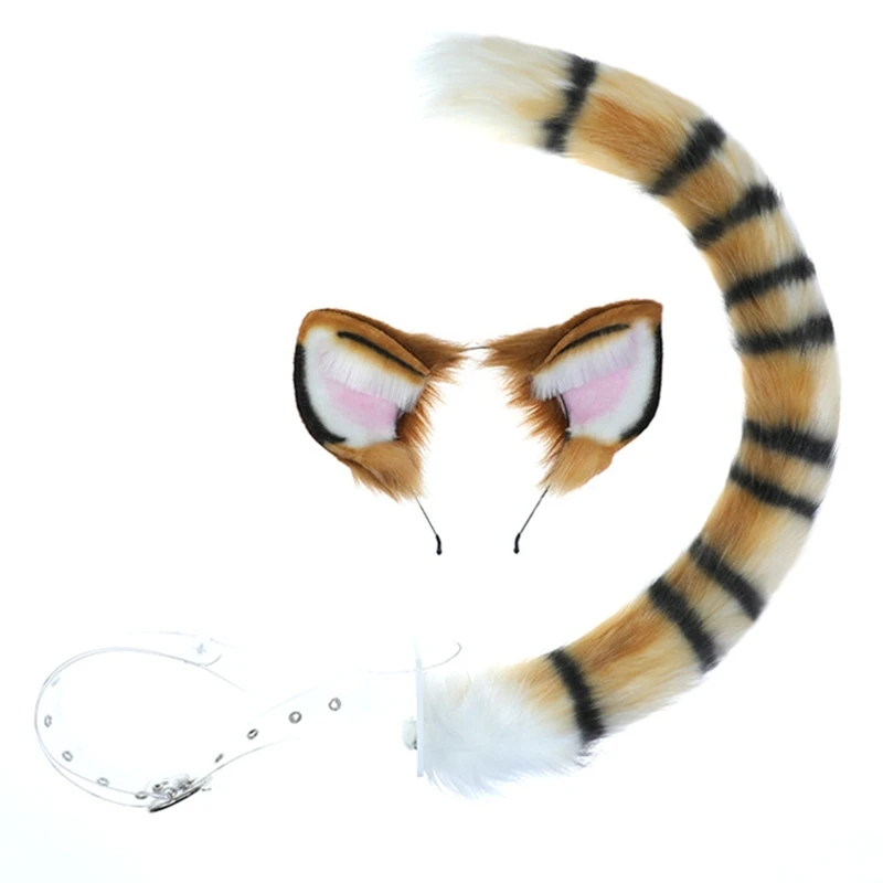 

Stylish Simulation Ears Hair Hoop + Tail Suit Plush Headdress for Birthday