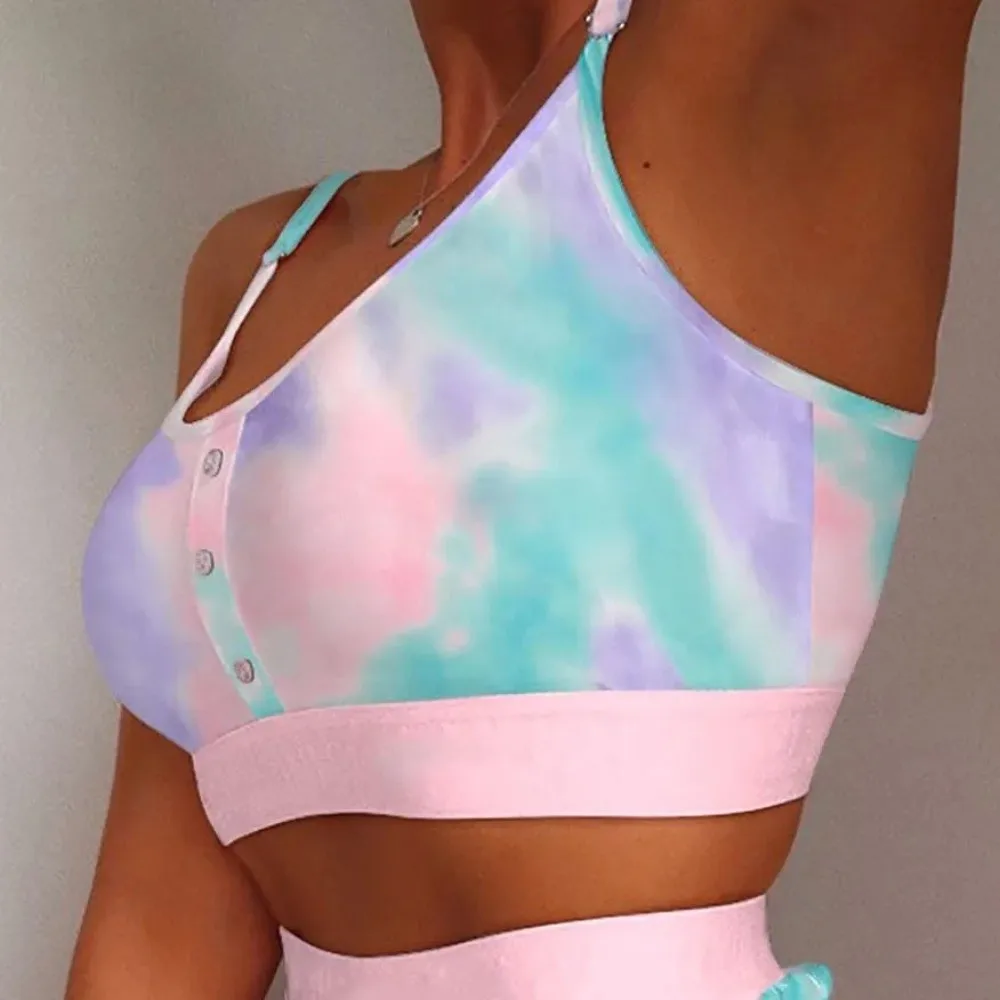 

Creative Multiple Print Women Pajama Set Suspender Style Sleeveless Sleepwear Set Comfortable Breathable Lingerie Set