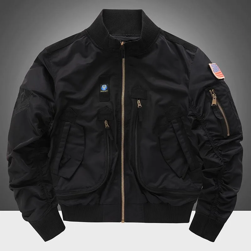 Spring and Autumn New Fashionable Trendy American Retro Multi Pocket Work Jacket for Men's Casual Loose Sports Large Size Jacket