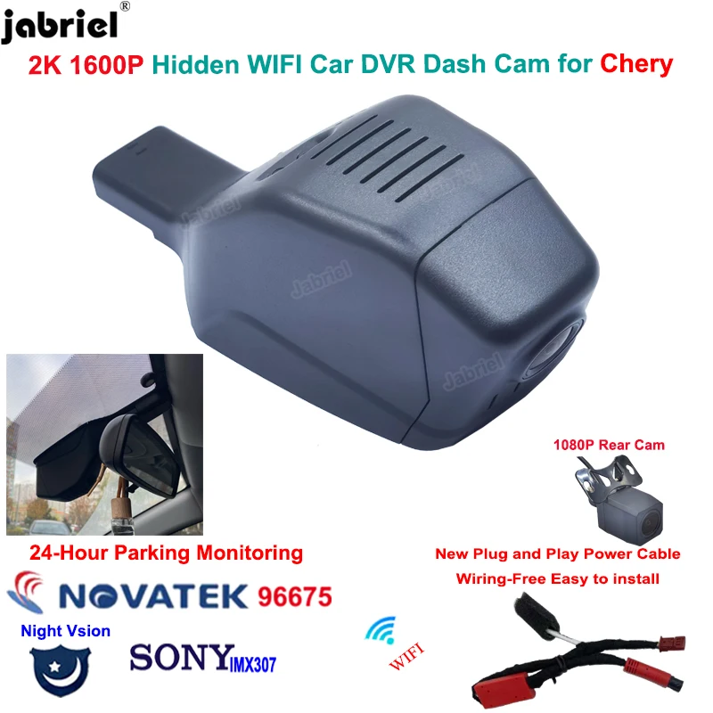 

Jabriel Plug and Play 2K 1600P Wifi Car DVR Video Recorder For Chery Tiggo 7 pro Tiggo 4 7 8 2020 2021 2022 Dash Cam Rear Camera