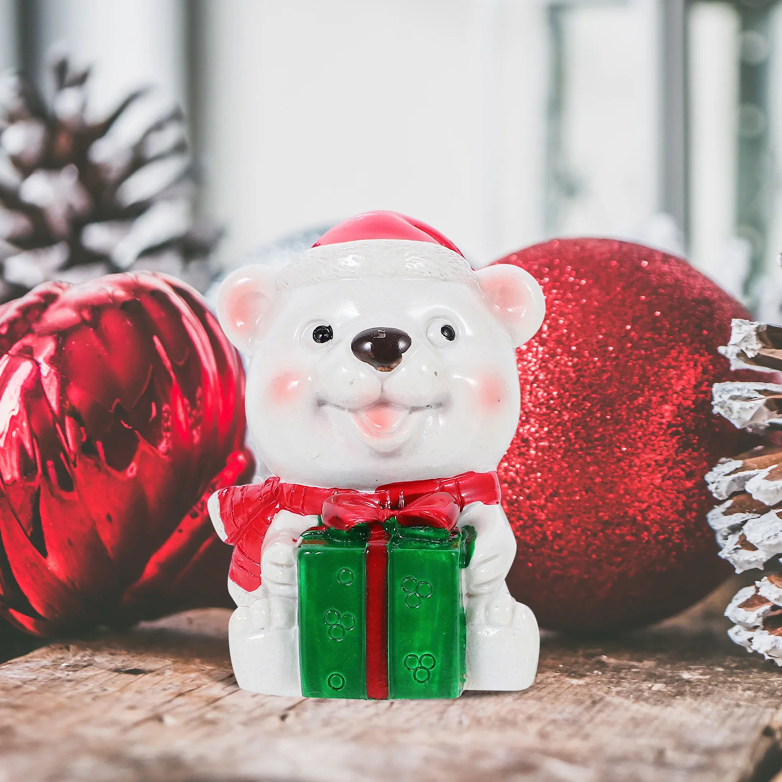 

Christmas Resin Decor Mini Bear Statue for Garden Home Office Indoor Outdoor Decoration Xmas Themed Ornament Landscape Decor