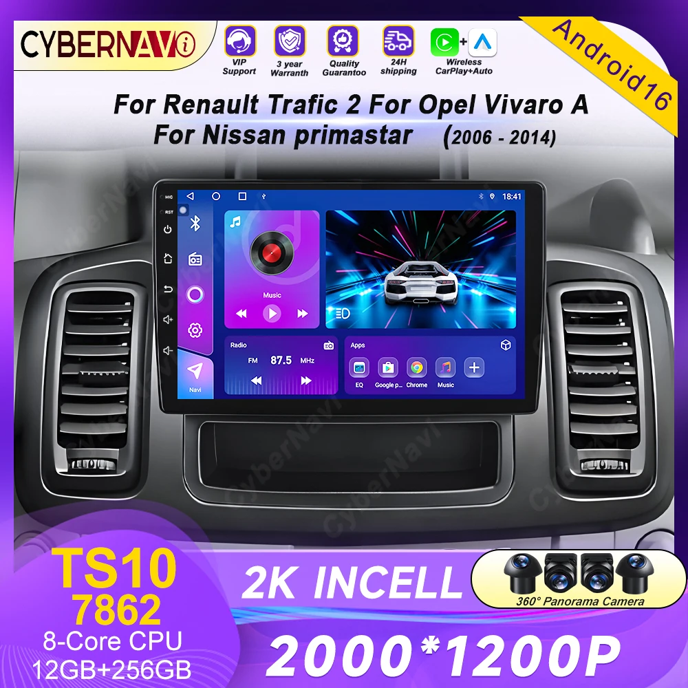 Car Radio For Renault Trafic 2 For Opel Vivaro A For Nissan primastar 2006 - 2014 Navigation GPS Carplay Android Auto 4G No 2din