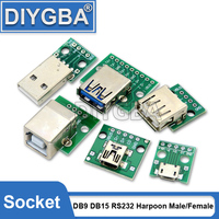 5PCS Micro Mini USB A Male USB 2.0 3.0 A Female USB B Connector Interface To 2.54mm DIP PCB Converter Adapter Breakout Board