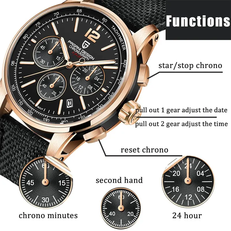 PAGANI DESIGN Luxury Chronograph 41mm Men Watch Top Brand VK63 Quartz Wristwatch Sapphire Glass Stainless Steel Waterproof Clock