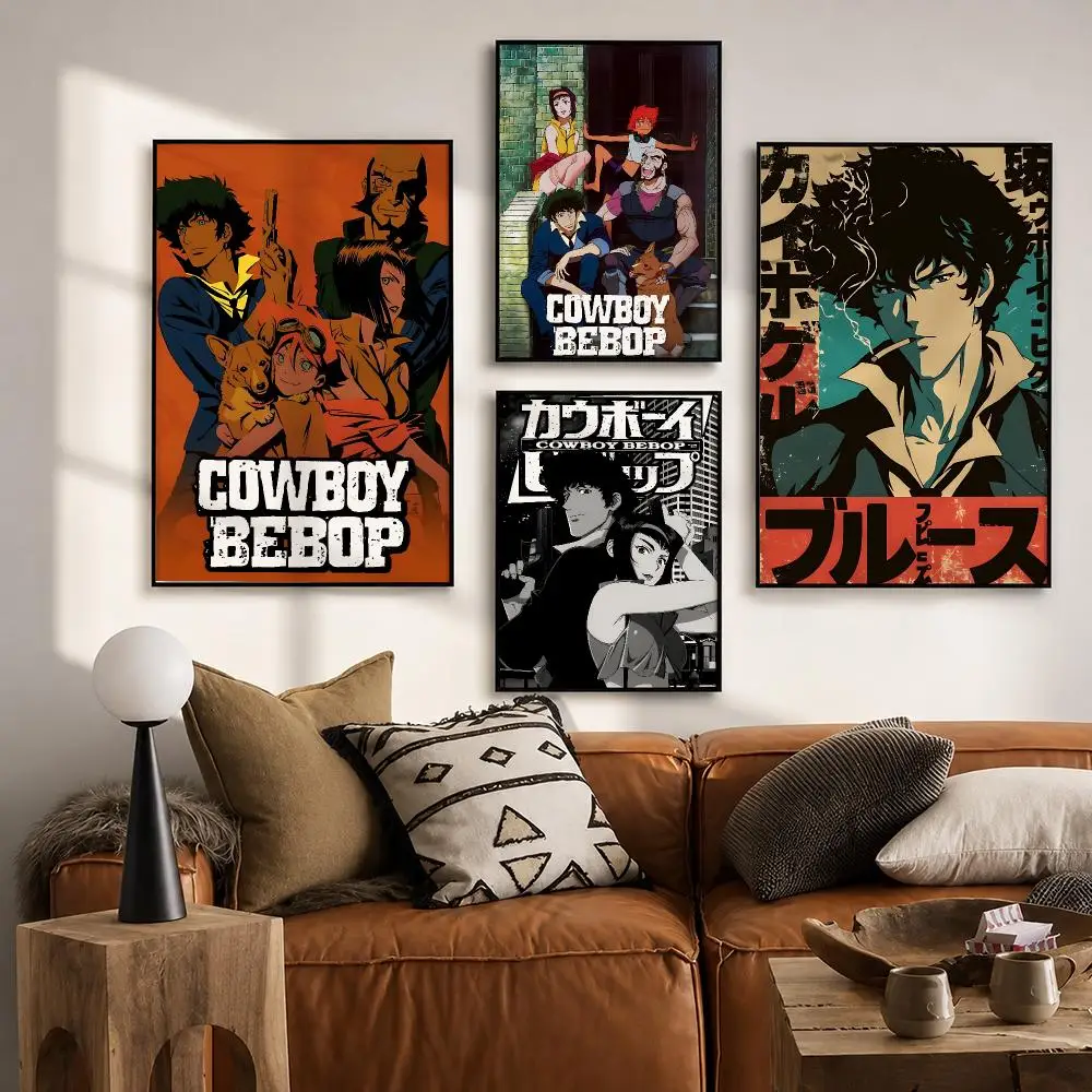 Universal Entertainment C-Cowboy BebopS Poster Vintage Retro Anime Poster Stickers Peel and Stick Wall Art Home Decor