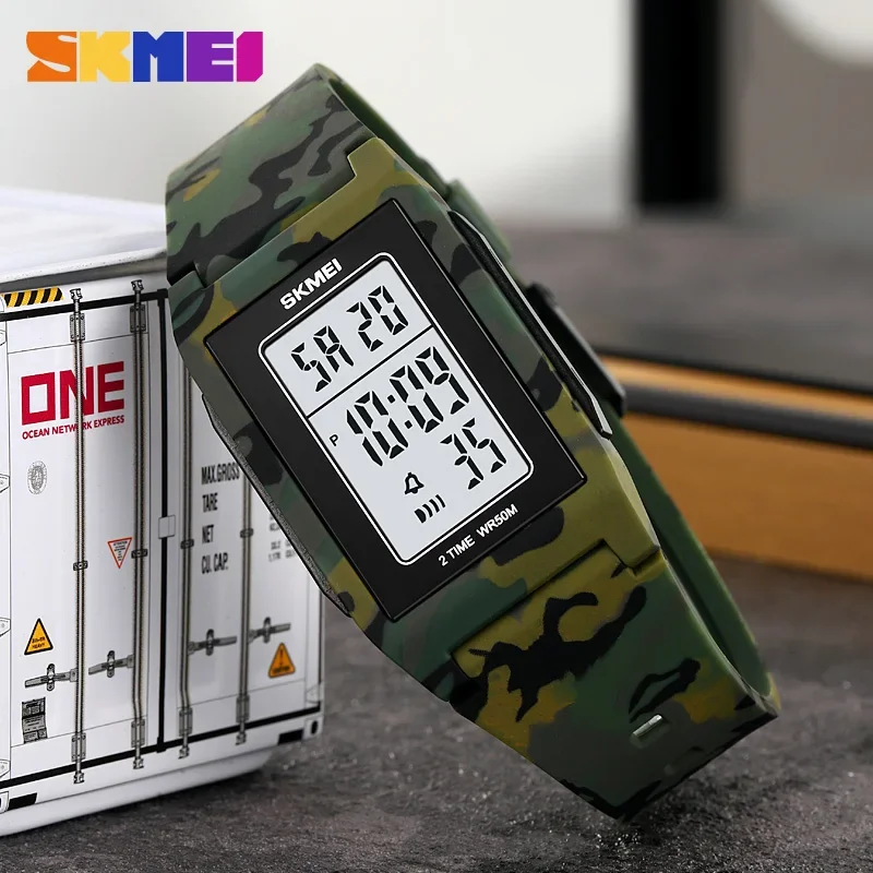 SKMEI 2321 Reloj Digital militar de lujo para Hombre, relojes de pulsera electrónicos impermeables deportivos para Hombre, alarma cronómica 1988, Reloj para Hombre