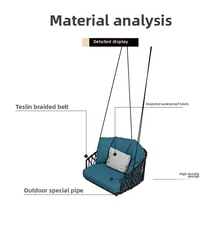 Chaise suspendue simple pour célébrités d'internet, berceau d'extérieur, cour extérieure, endroit pittoresque