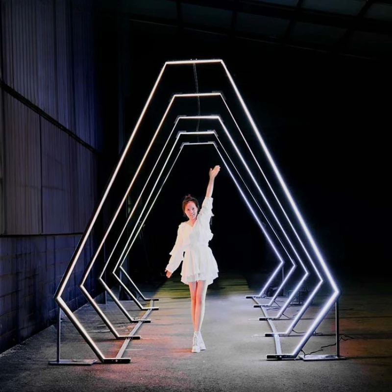 2026 vertical LED large frame neon light wedding passage entrance tunnel light for wedding stage background decoration