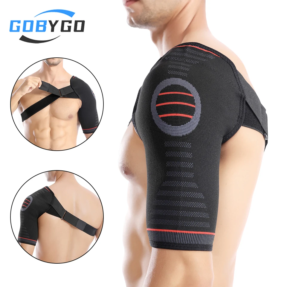 GOBYGO 1Pcs Sports Shoulder Pads Breathable Shoulder Protection Adjustable Compression Strap Weightlifting Strength Training