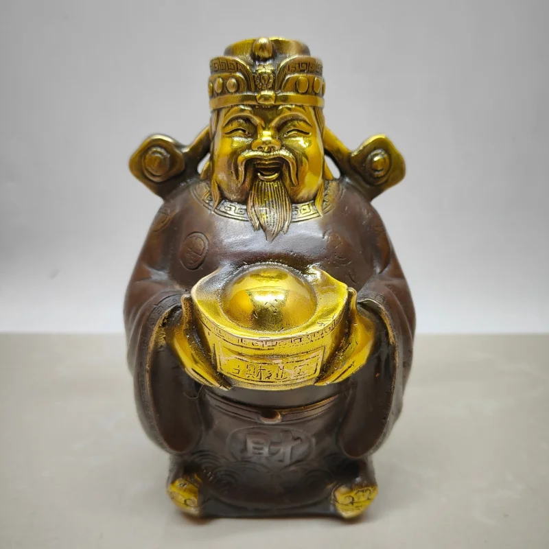 Antique Brass and Purple Copper Gilt of Ornament, Bronze Statue, God of Wealth Decorative Craft
