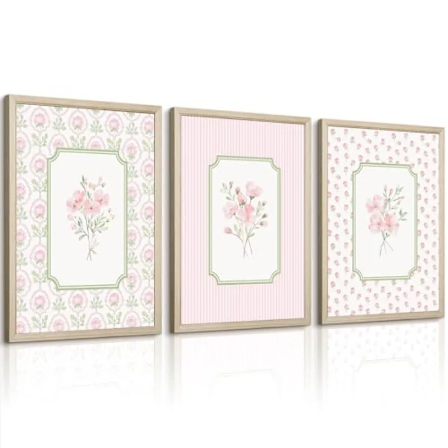 

Wall Nursery Flower Canvas Wall Decor Baby Wildflower Pictures Aesthetic Striped Botanical Poster Prints Green Painting work fo