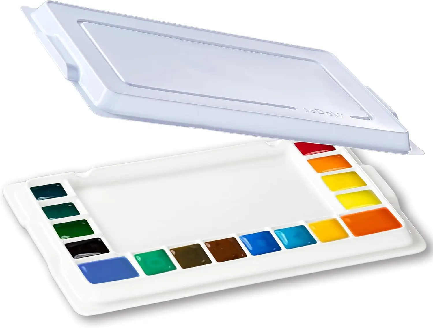 

Ceramic Watercolor Palette, Rectangular Porcelain Artist Paint Palette, 16-Well Art Mixing Tray with Lid for Watercolor,