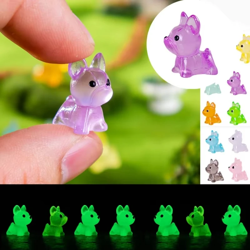 25PCS Mini Luminous Cute Puppy Accessories Toy Lovely Doggy Glow in The Night Fairy Garden Miniatures Dog Desk Decoration Gift