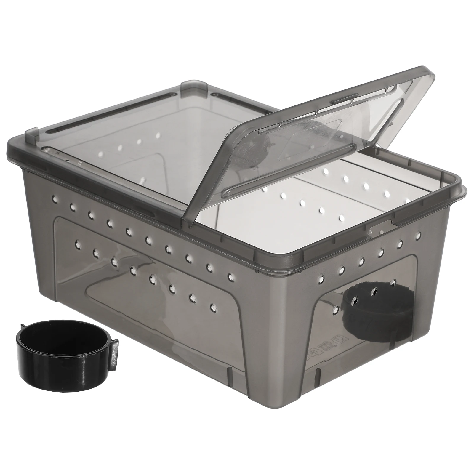

Dark Grey Reptile Terrarium pet breeding box feeder manual assembly durable plastic insect play rest ventilated safety switch