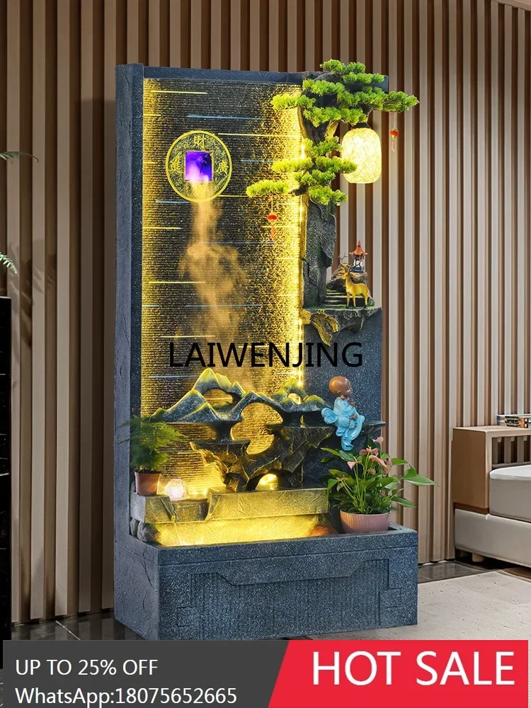 water curtain wall alpine flowing water ornament indoor fountain entrance floor-to-ceiling landscape