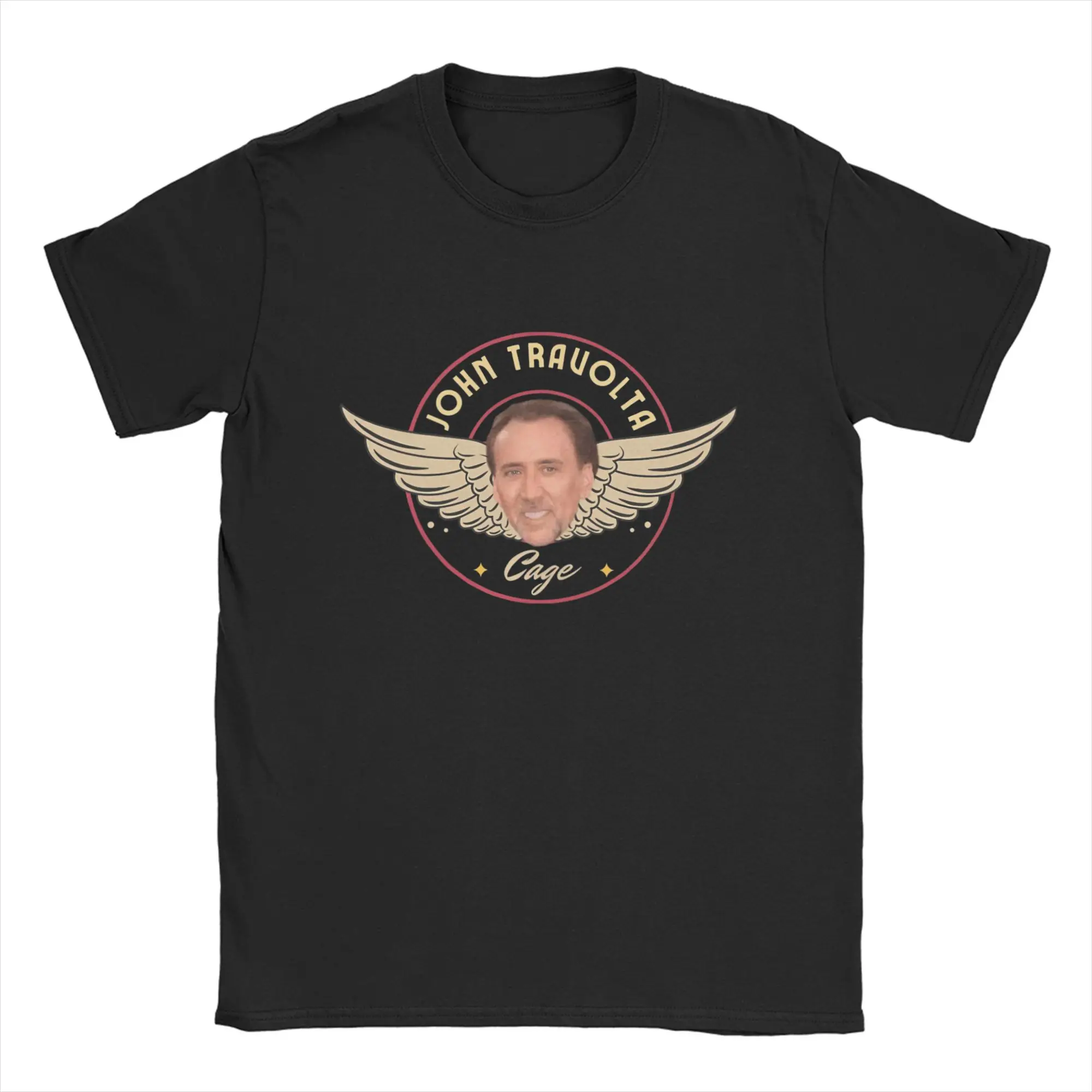 Nicolas Cage John Travolta     Men T Shirts Face Off  Humor Tee Shirt Short Sleeve Crew Neck T-Shirt Pure Cotton Plus Size Tops