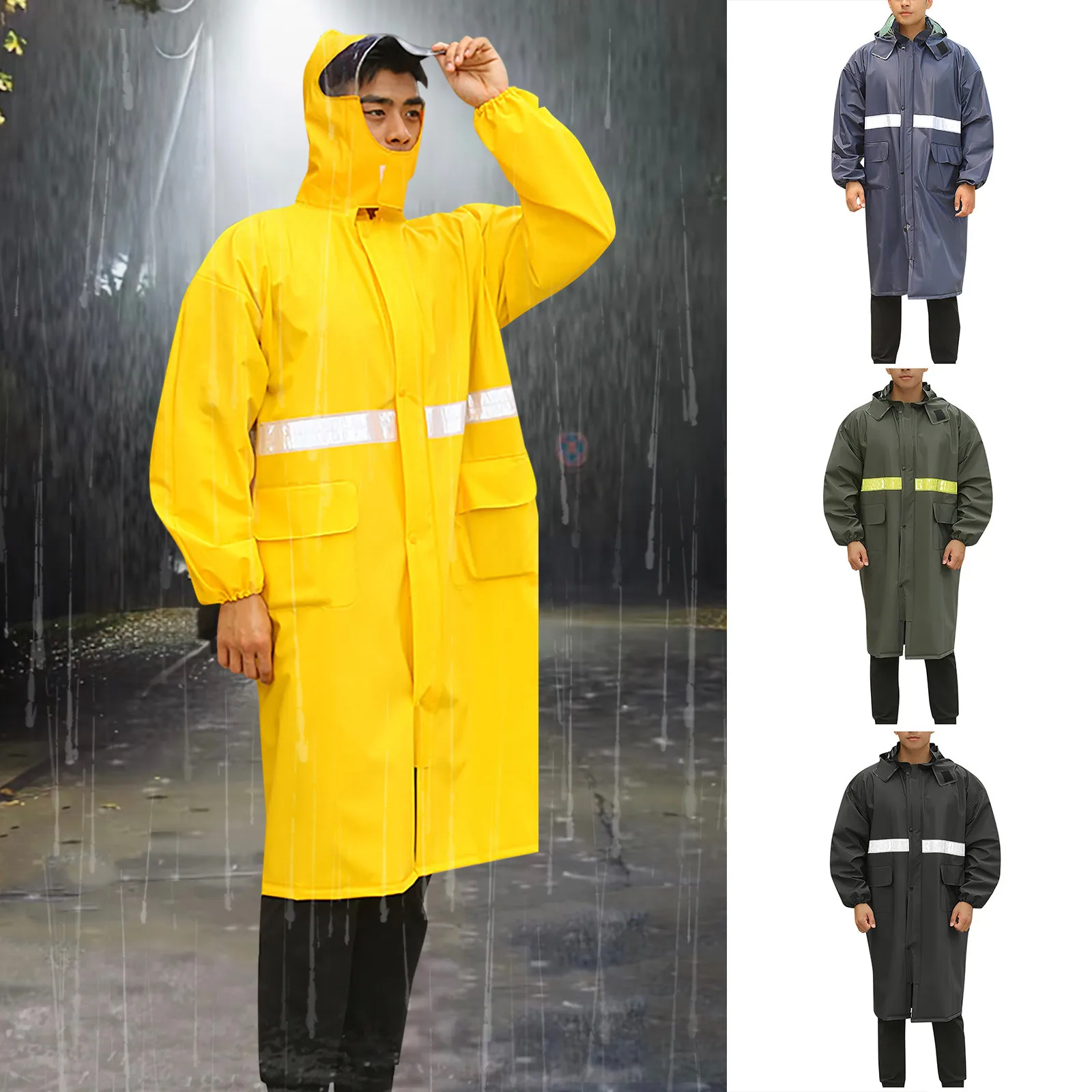 Adult Solid Rainstorm Raincoat Unisex Whole Body Outdoor Raincoat Emergency Coat Double Thick Outdoor Hiking One-Piece Raincoat