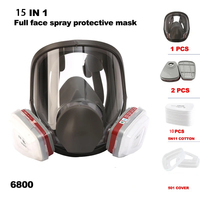 15 in 1 full face gas mask, 6800 silicone respirator, aerosol coating, suitable for dust-proof and chemical pesticide resistant