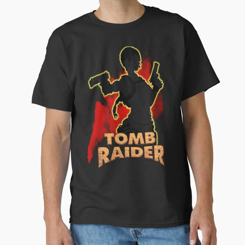 

80s retro video game Tomb Raider Lara Croft Angel of Darkness T Shirt for men large size tops S-6XL
