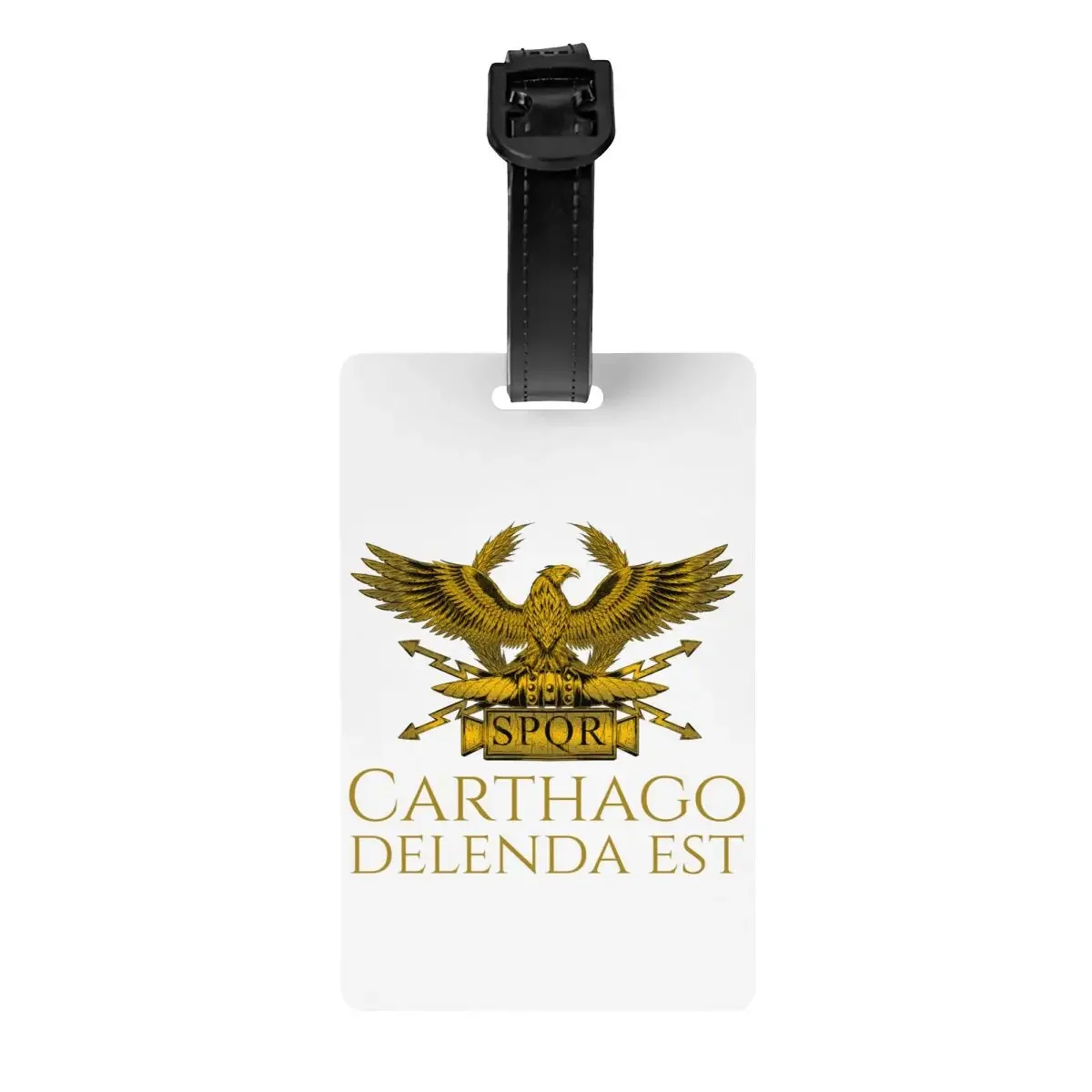 Classical Roman  Carthago Delenda Est Latin Quote Luggage Tag Imperial Golden Eagle Travel Bag Suitcase Privacy Cover ID Label