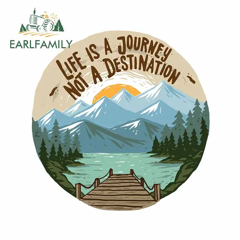 EARLFAMILY 13cm x 12.7cm for Life Is A Journey Mountain Refrigerator Car Stickers Bumper Laptop Decal Refrigerator VAN Graphics