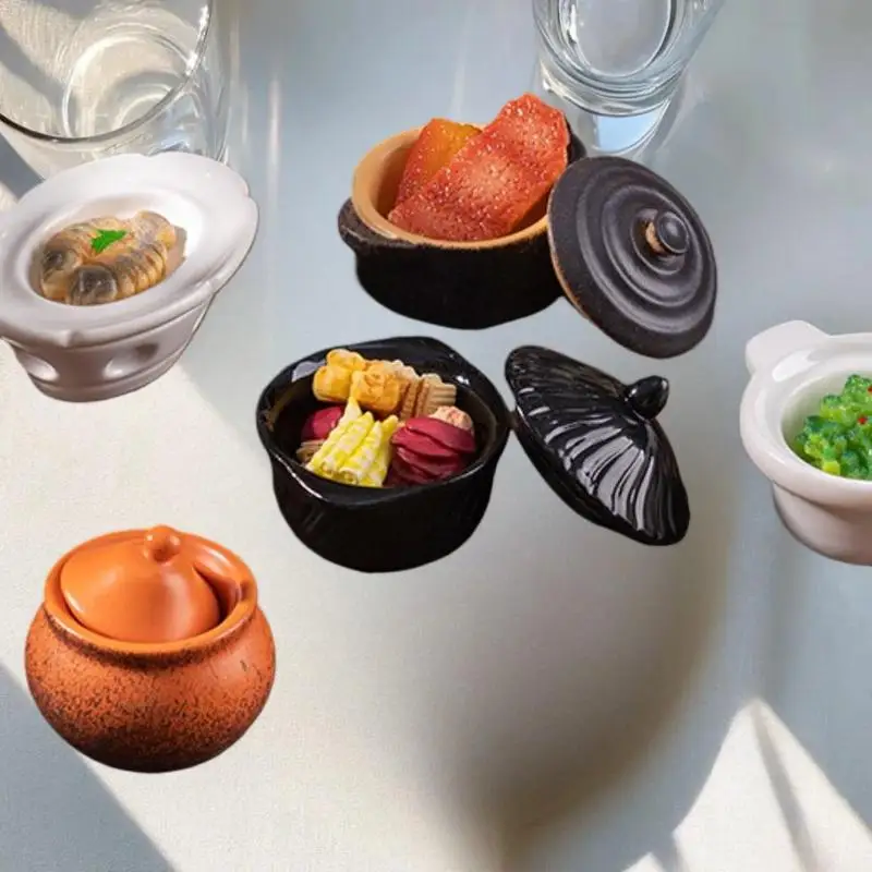 ของตกแต่งบ้านตุ๊กตา 1 ชิ้น อุปกรณ์ DIY จานดินเผาจิ๋ว อาหารจำลอง ของตกแต่งครัวจิ๋วสำหรับบ้านตุ๊กตา