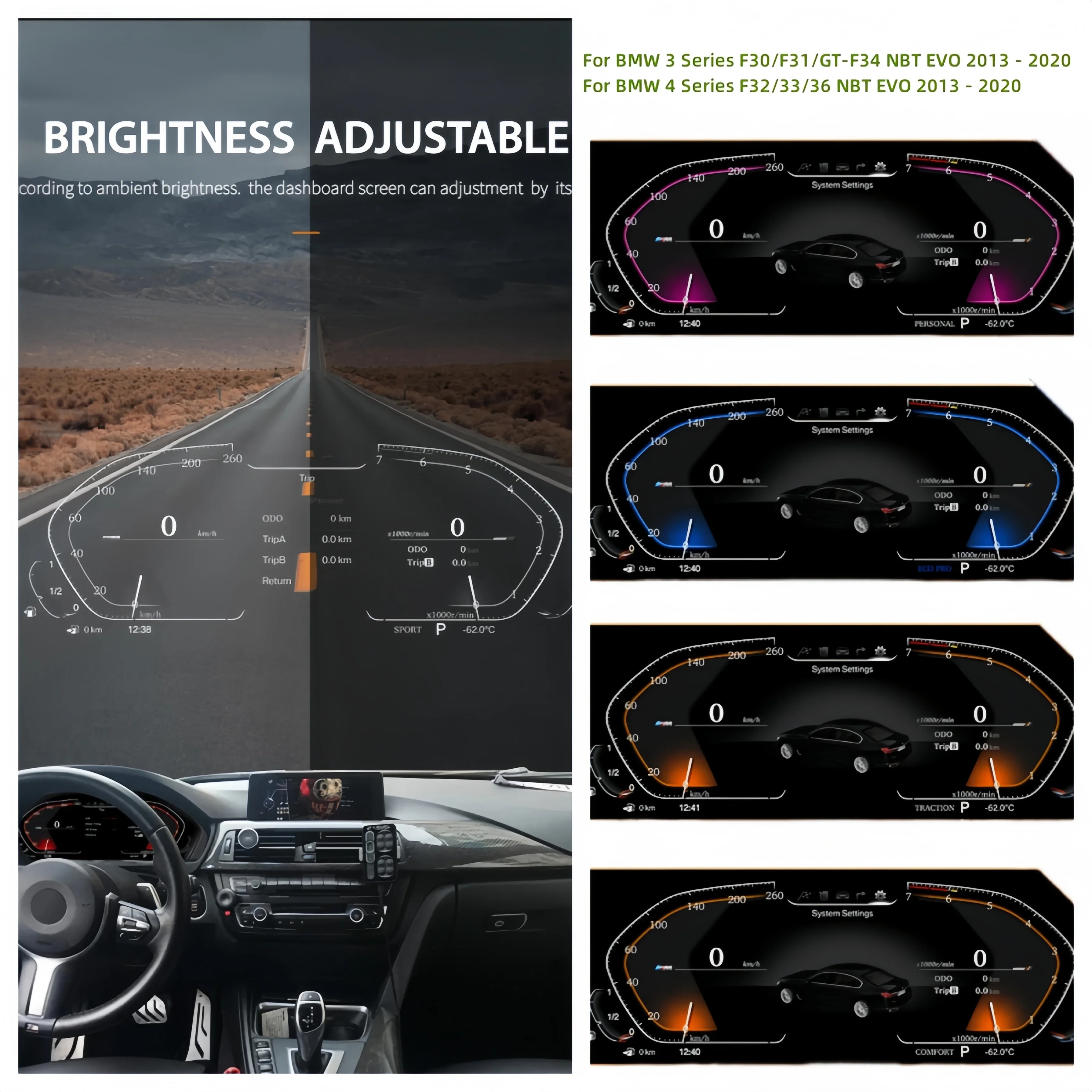 

Linux LCD Dashboard Screen For BMW 3 Series F30 F31 E90 E91 E92 E93 GT F34 2005-2020 Speedometer Car Instrument Digital Cluster
