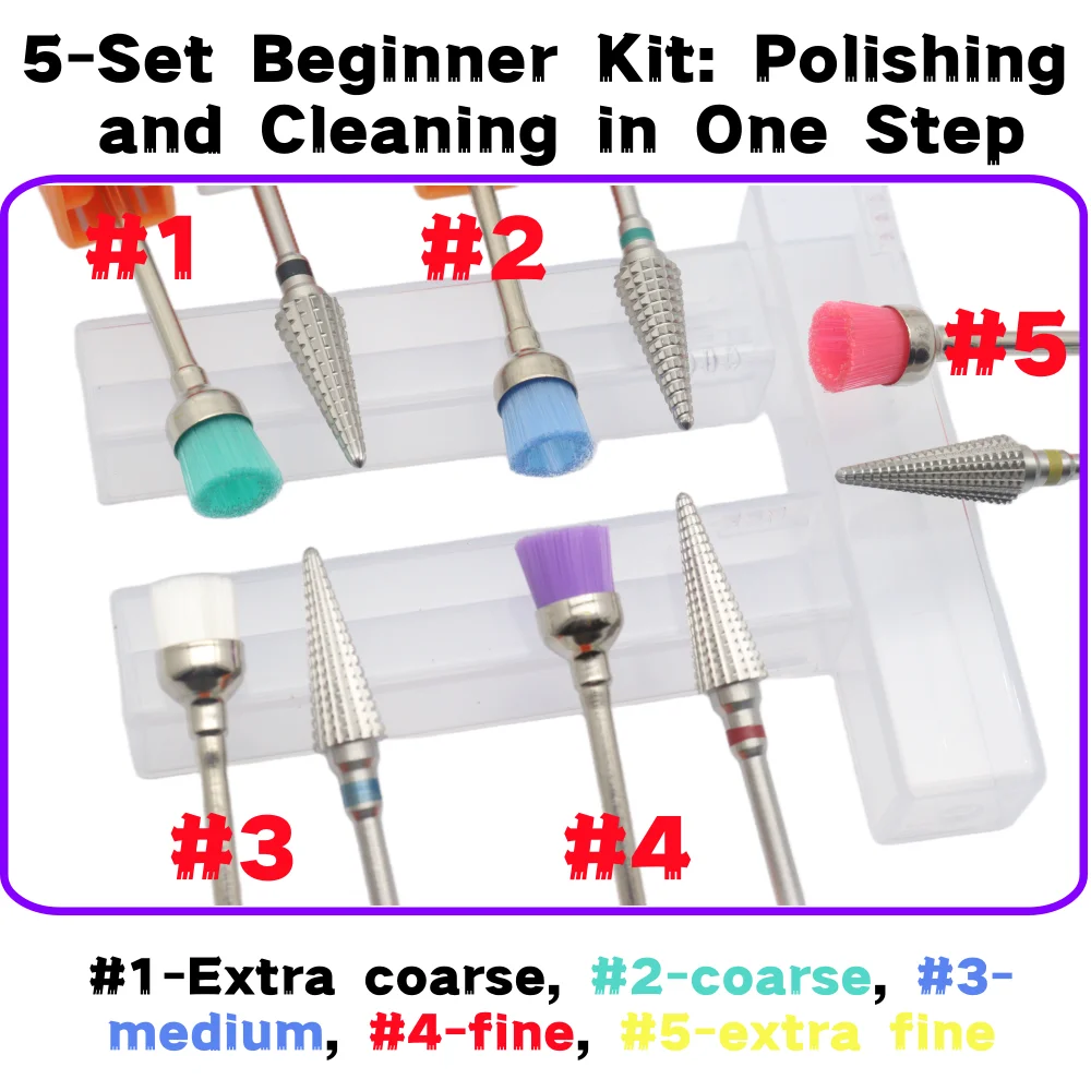 2Pcs Set Nail Drill Bit Set Electric Manicure Machine Grinding Polishing Heads Nail Art Accessories for Professional Use