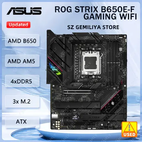 ASUS ROG STRIX B650E-F GAMING WIFI AMD B650 AM5 Motherboard DDR5 192 GB M.2 ATX unterstützt Ryzen 5 9600X Ryzen 5 8500G Ryzen 9 7900