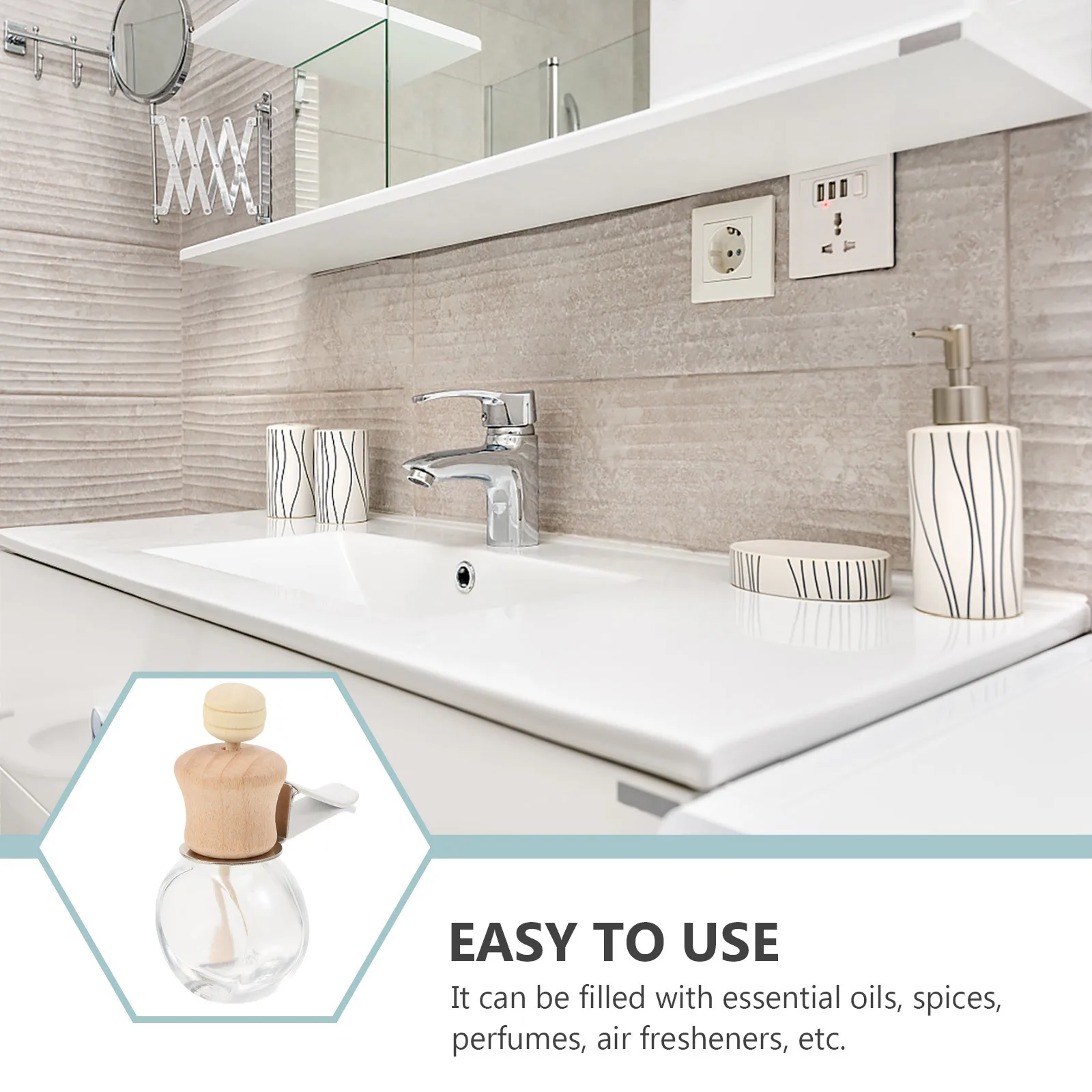 

6Pcs Aromatherapy Diffuser Bottle Set Car Air Vent Essential Oil Bottles Rotatable Wood Lid Fragrance Freshener