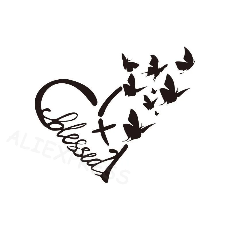 [C] 2pcs Text Blessing And Butterfly Stickers Suitable For Car Interior Decoration Car Rearview Mirror Decoration Stickers