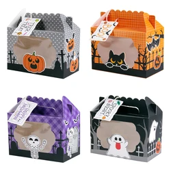 4/8pcs Halloween Cute Candy Box Pumpkin Skull Ghost Cat Paper Cookie Packaging Box Trick Or Treat Happy Halloween Party Supplies