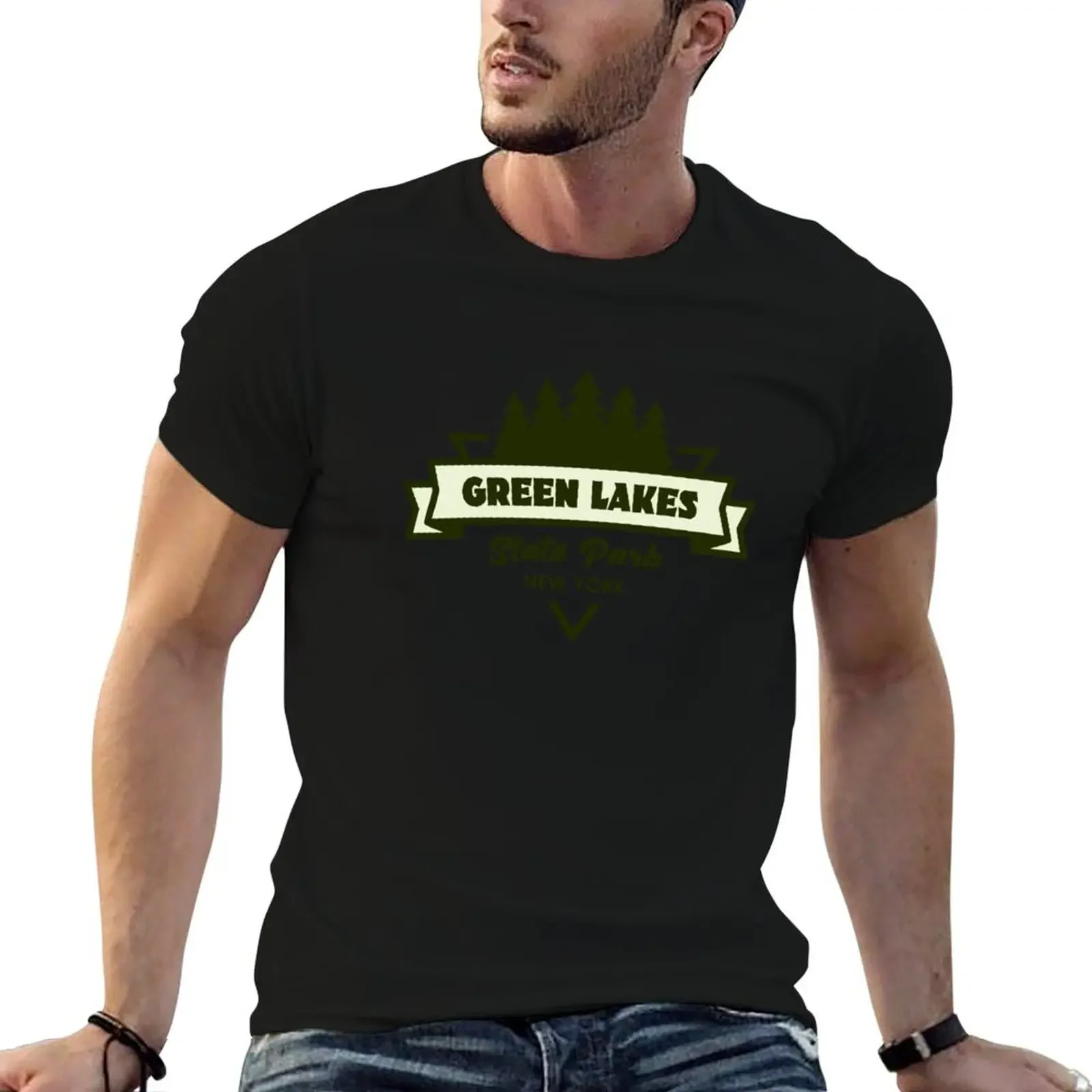 

Green Lakes State Park New York Trees And Ribbon T-Shirt graphics customs essential t shirt men t shirt