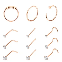 Florideco 1pc Surgical Steel Nose Rings Hoop Studs Cartilage Earrings Body Piercing Industrial Piercing Jewelry for Women Man