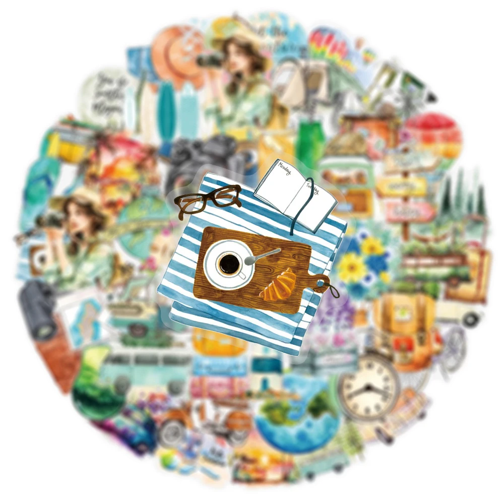 

10/30/50pcs Cartoon Fresh Style Outdoor Travel Stickers Hiking Camping Graffiti Sticker Suitcase Guitar Phone Transparent Decals