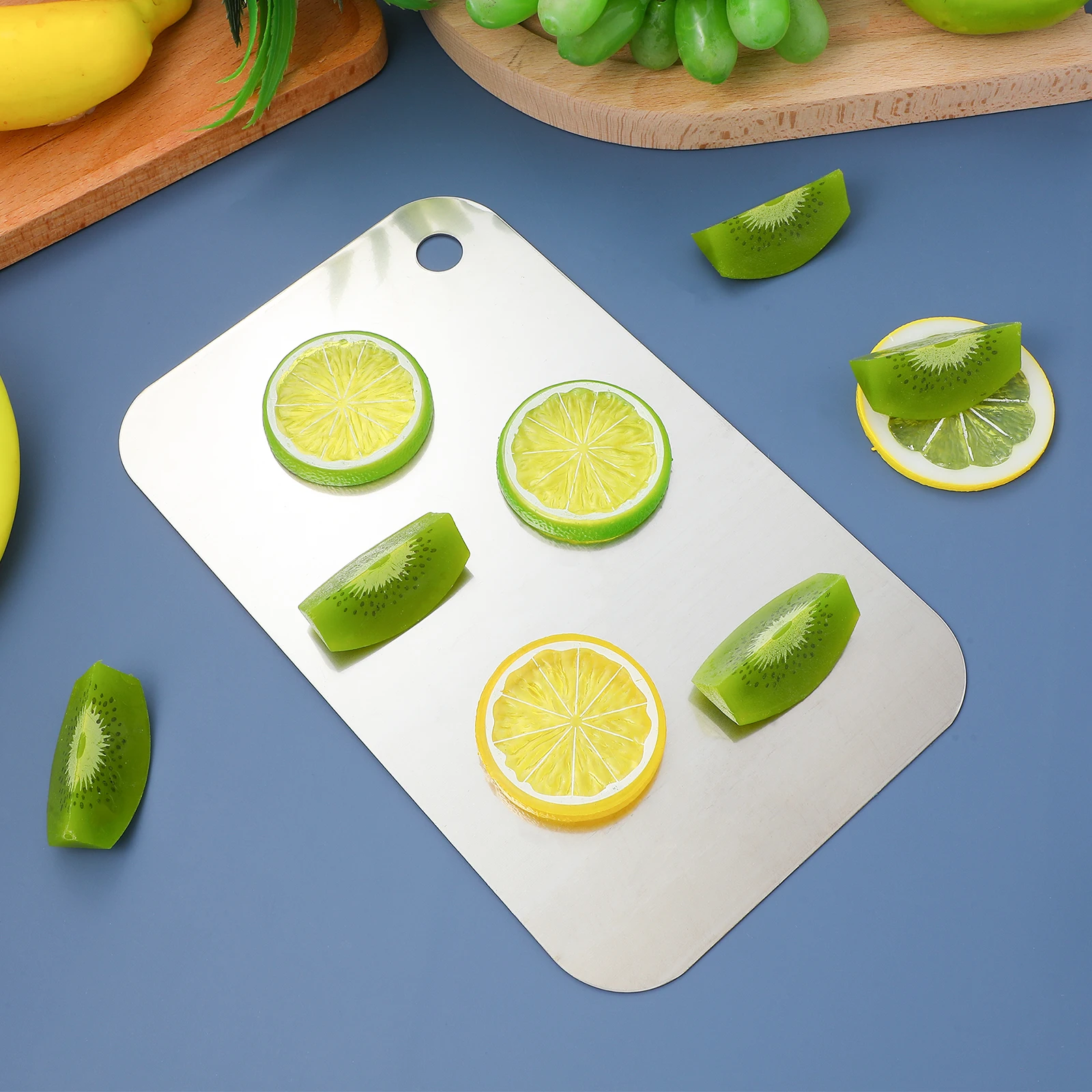 

Stainless Steel Cutting Board 15X24X0.2Cm Reversible Dishwasher Safe Chopping Block For Kitchen Use Rustproof Waterproof