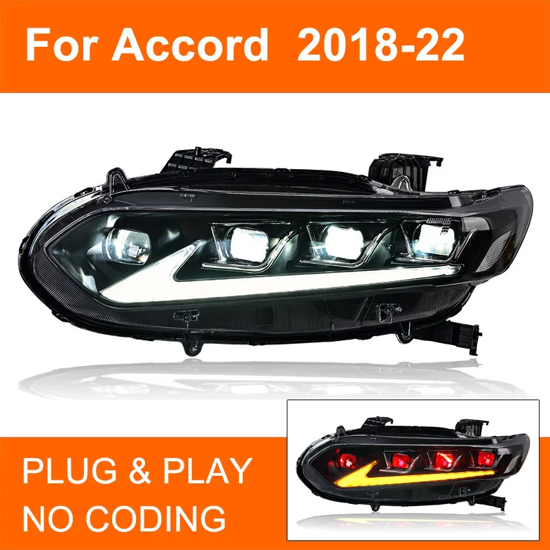 

1Pair LED Headlight Assembly for Honda Accord 2018-2022 Headlights Plug and Play with LED DRL Dynamic Turning LED Head Lights