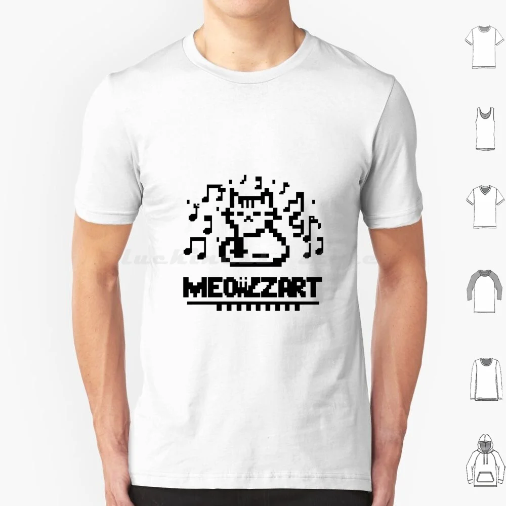 Meowzart : Pixel Art Cat Serenade T Shirt Cotton Men Women DIY Print Pixel Art Cat Logo Meowzart Musical Cat 8 Bit Design