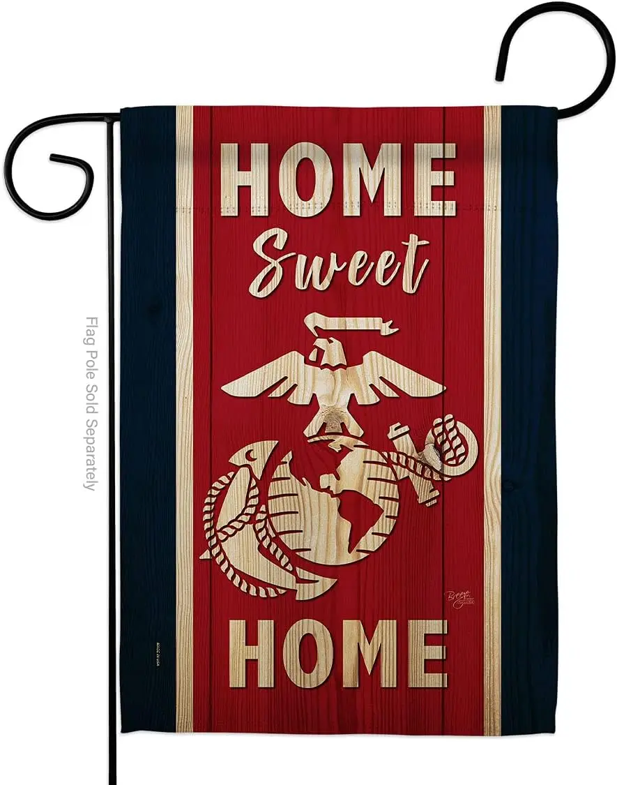 Breeze Decor Home Sweet Marine Corps Garden Flag Armed Forces USMC Semper Fi United State American Military Veteran Retire Offic